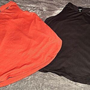 Women's Sleeveless Tank Tops - Black and Orange, 2 Tops